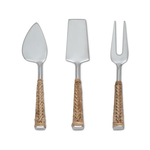 Rattan Handle Cheese Knives (Set of 3)