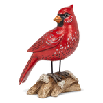 Standing Cardinal on Log - Resin - 8.5"