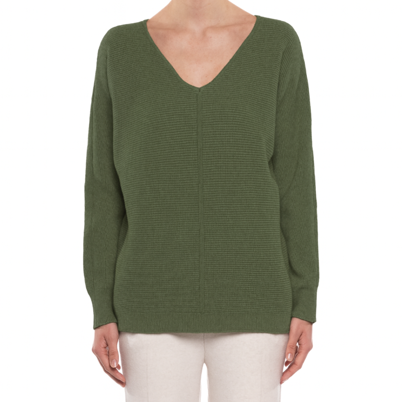 Eternelle Women - Ribbed V-Neck Knit Sweater