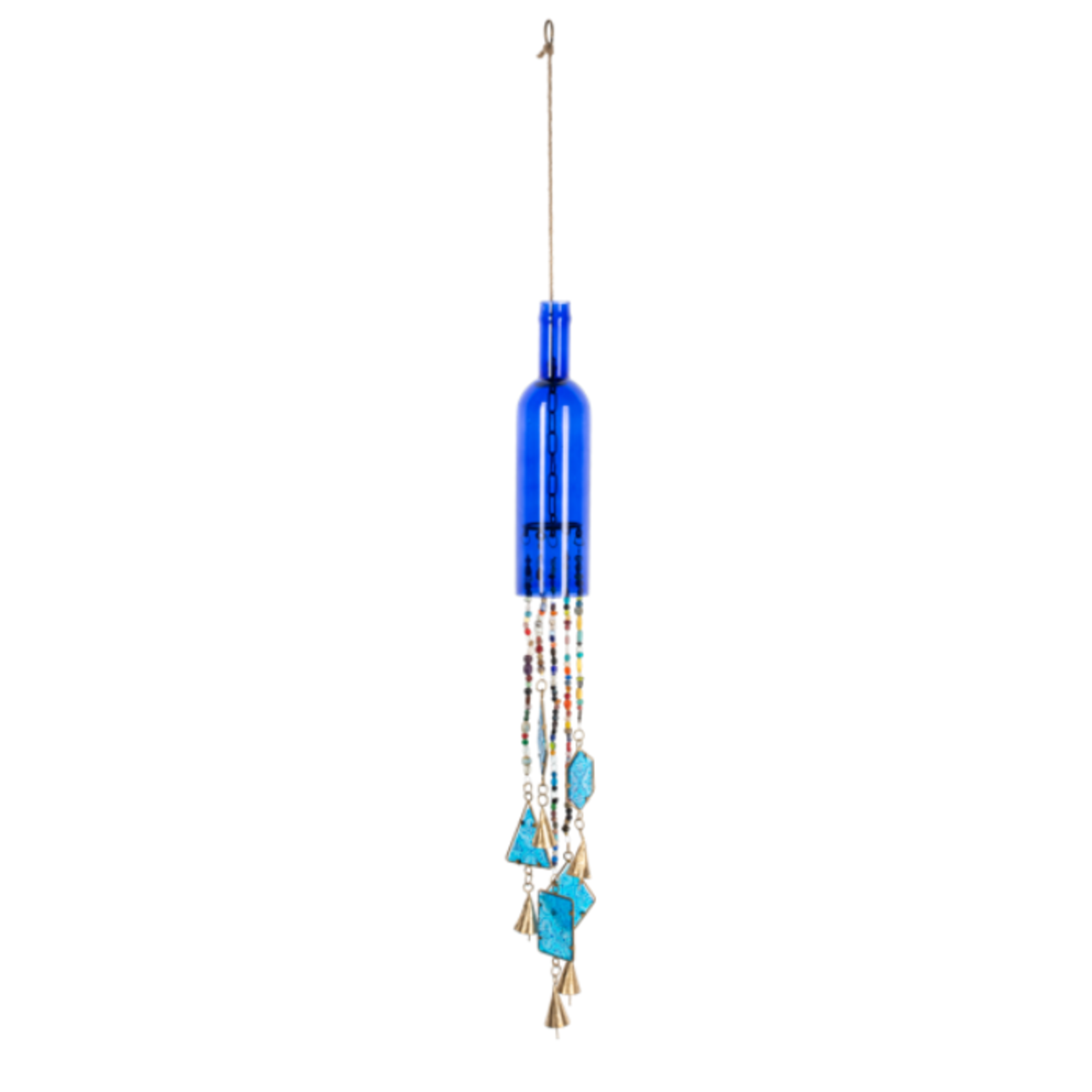Ganz - Midwest - CBK Blue Bottle w/ Colorful Beads & Stained Glass Wind Chime