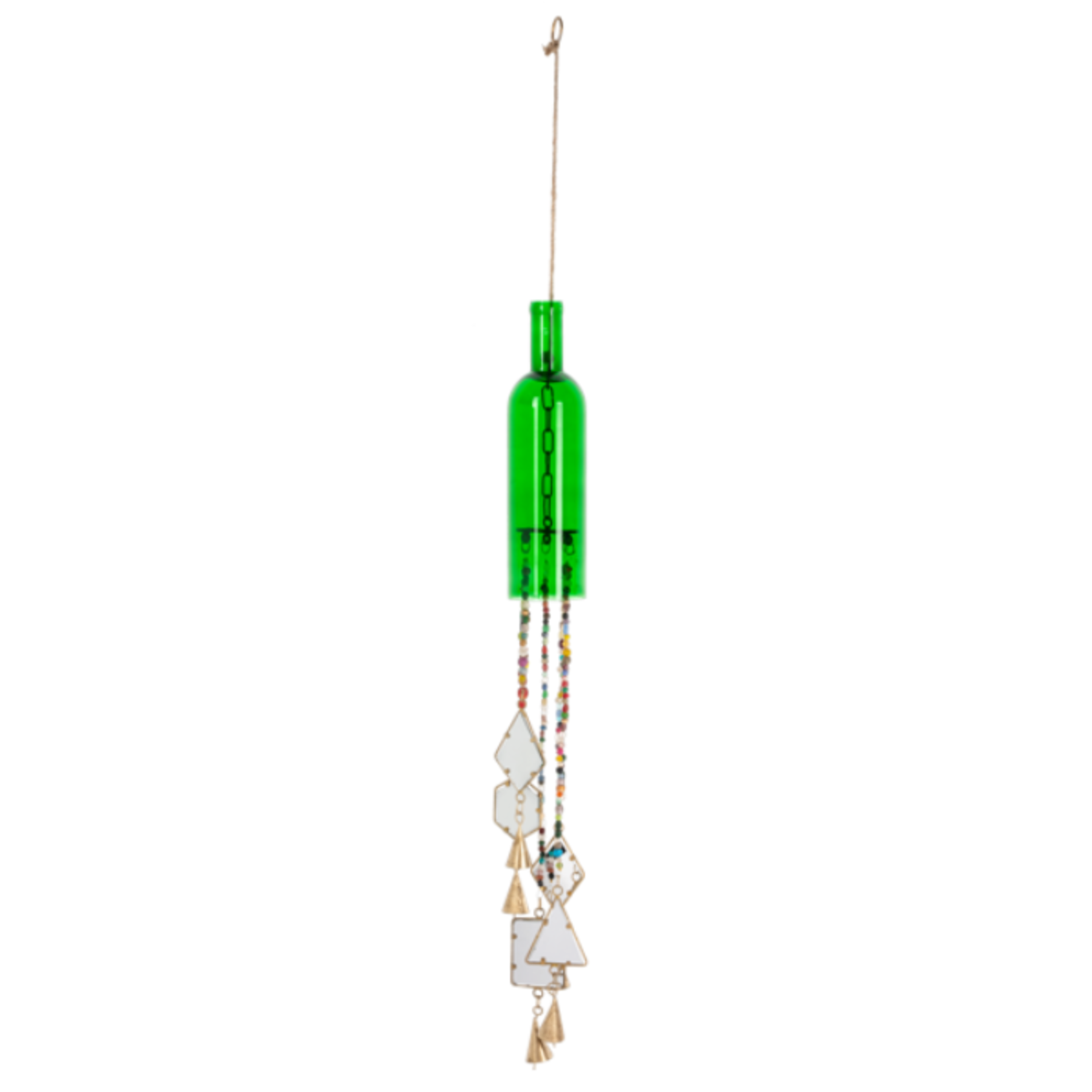Ganz - Midwest - CBK Green Bottle w/ Colorful Beads & Stained Glass Windchime
