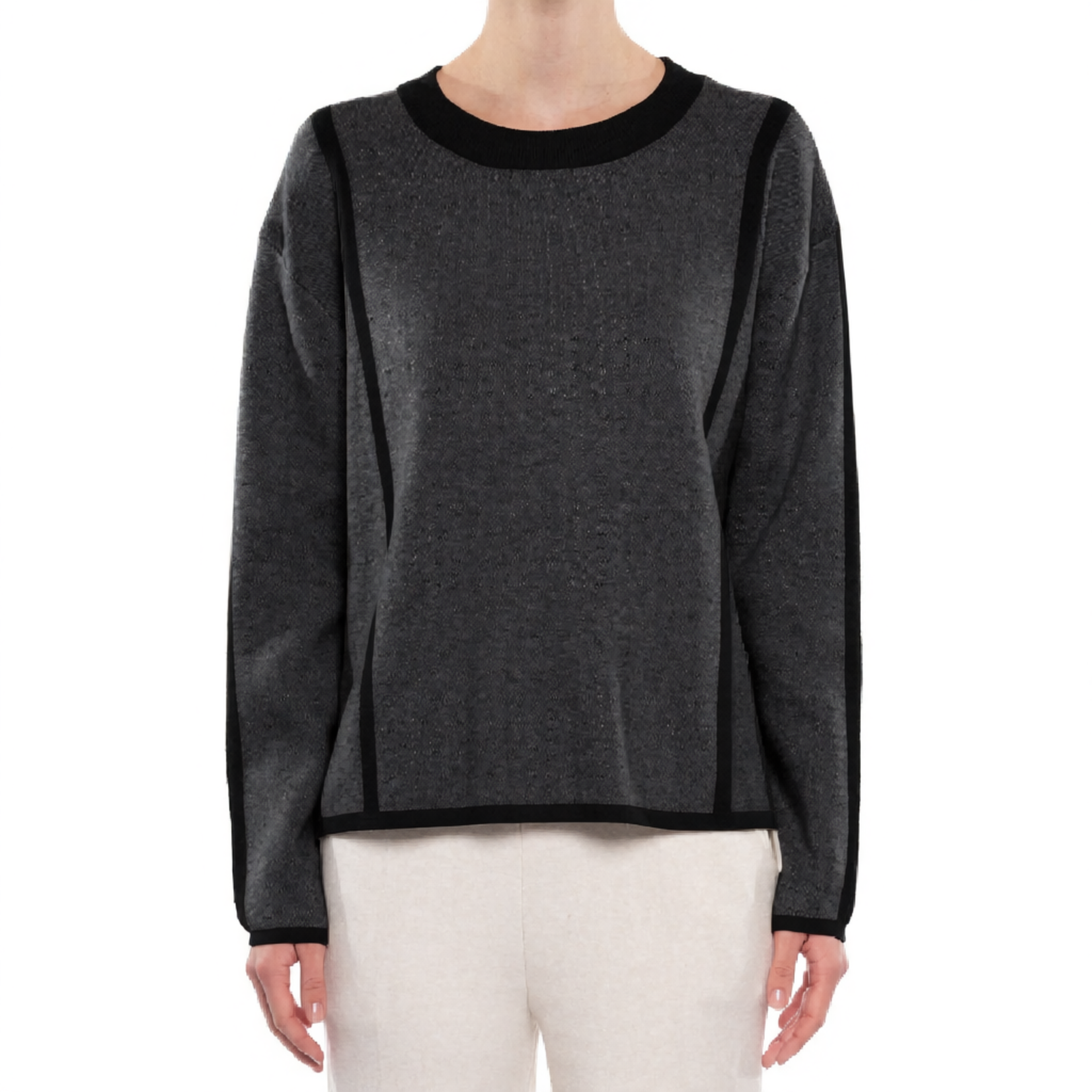 Eternelle Women - Colorblock Trim Crewneck Sweater