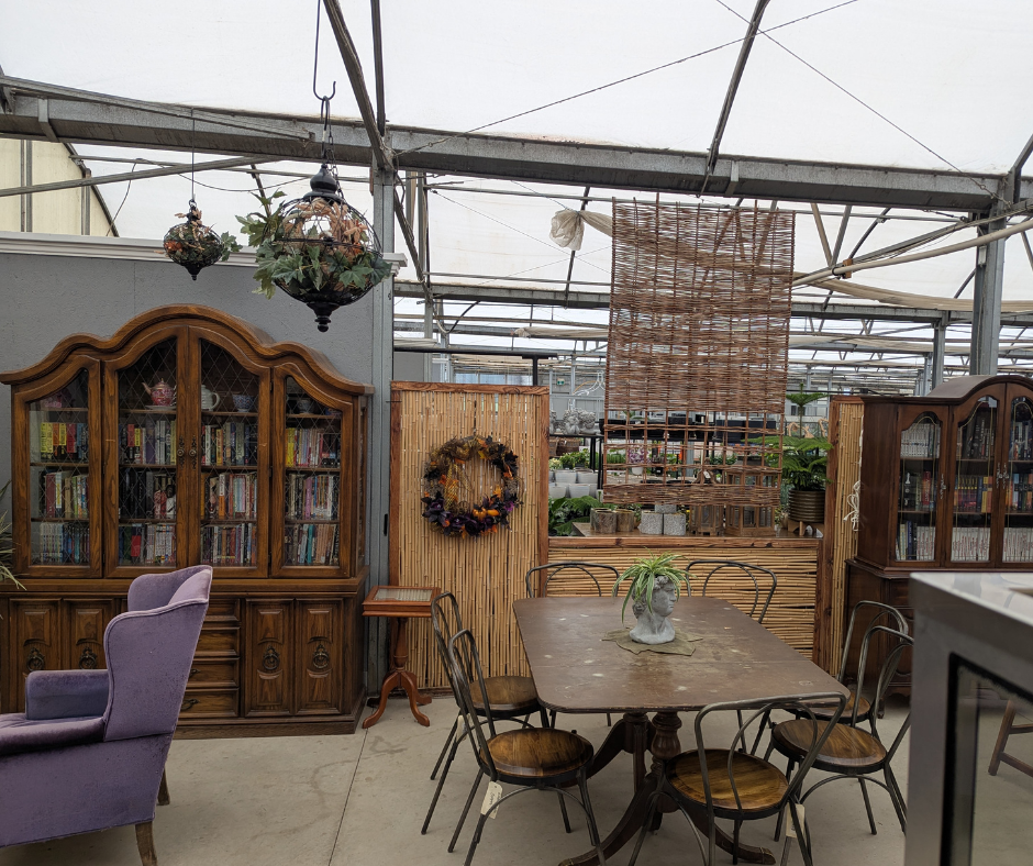 The Secret Garden Café in-house library and reading area
