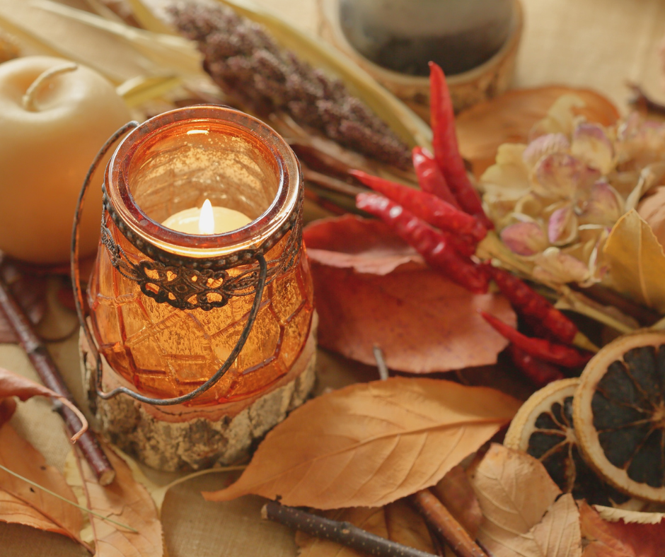 Seasonal pumpkins and festive accents