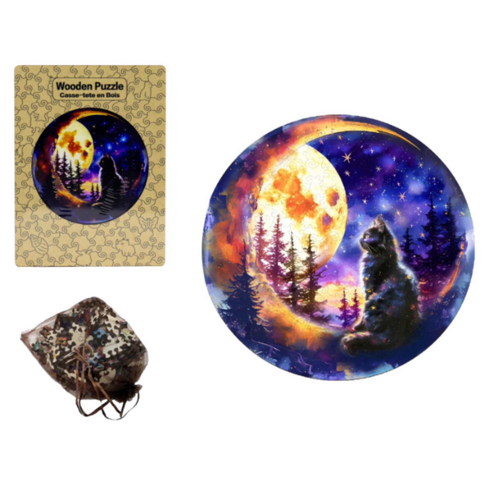 Splash Wooden Cat & Moon Jigsaw Puzzle Set - 179pcs