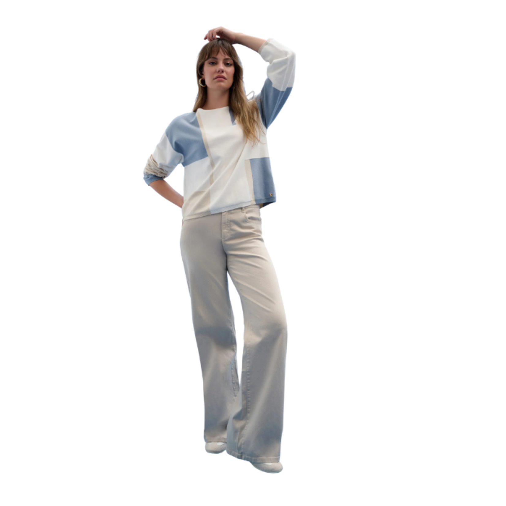 Joseph Ribkoff Joseph Ribkoff - Relaxed Fit Color Block Pullover with Crew Neck