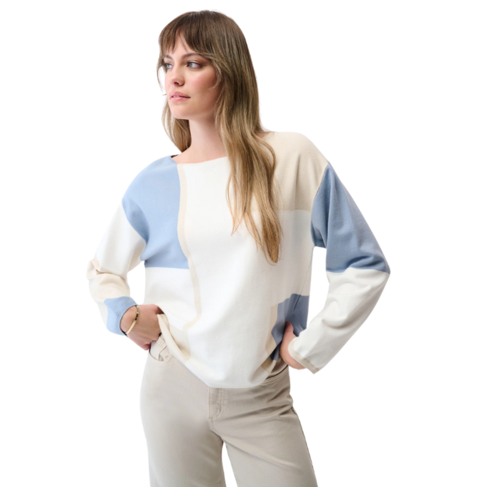 Joseph Ribkoff Joseph Ribkoff - Relaxed Fit Color Block Pullover with Crew Neck