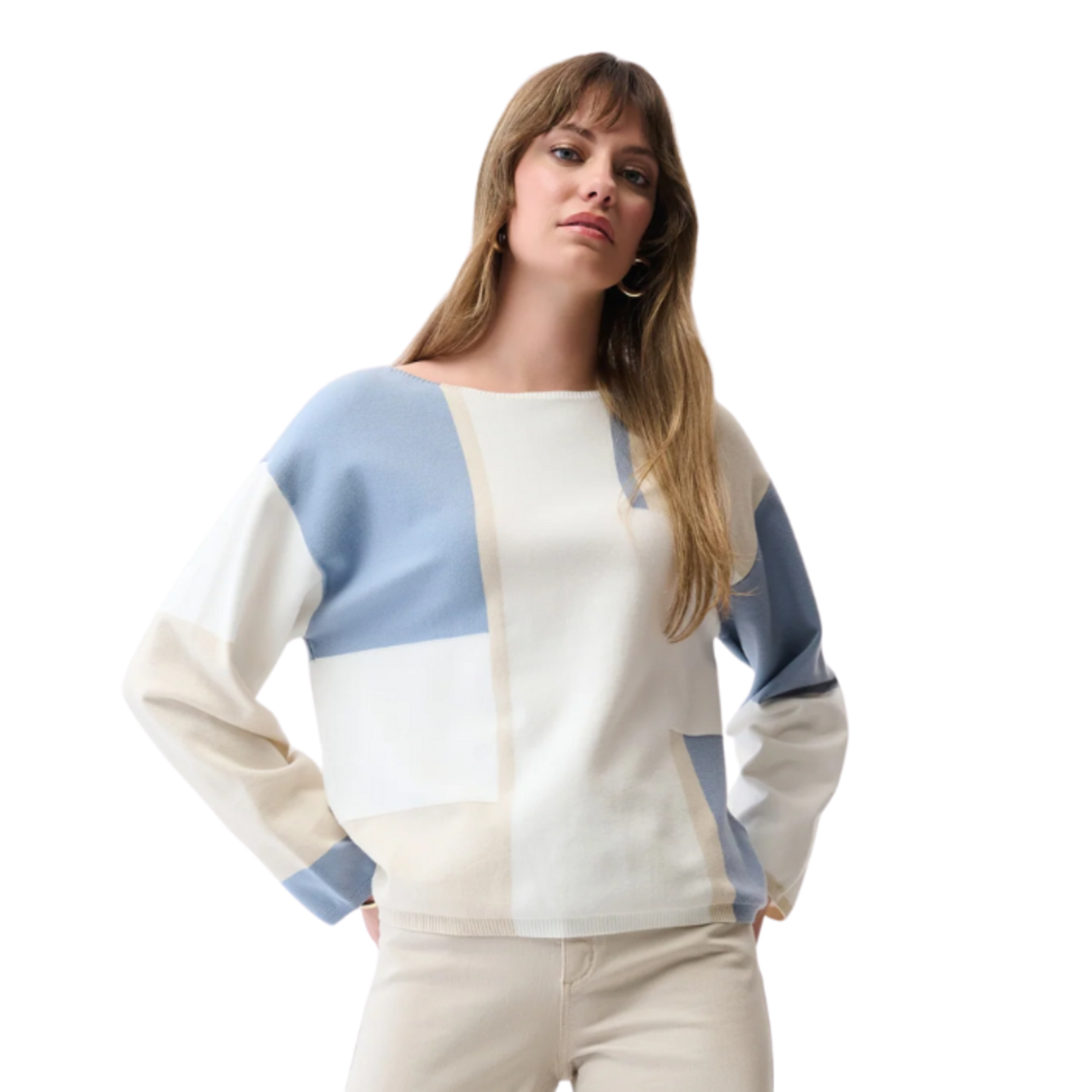 Joseph Ribkoff Joseph Ribkoff - Relaxed Fit Color Block Pullover with Crew Neck