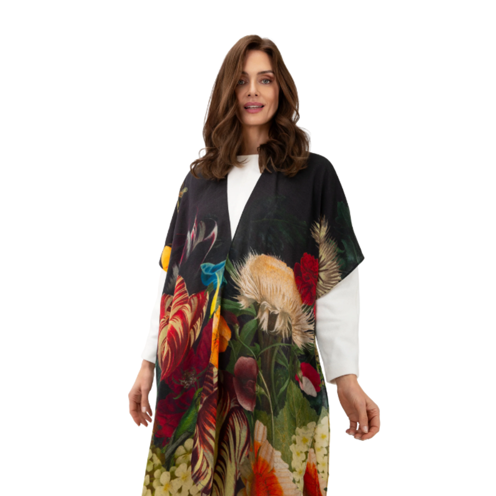 Powder - Opulent Florals in Chocolate Wool Wrap Around