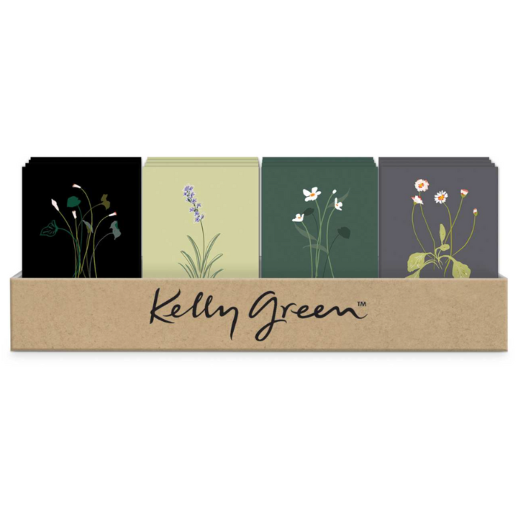 Kelly Green Delicate Floral Note Pads - 75 Sheet - Assorted