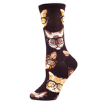 Socksmith Ladies Socks - Kittenster – Black/Brown