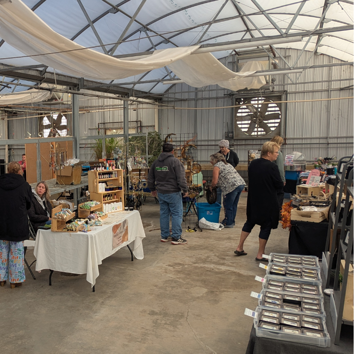 Market with local vendors and handmade goods