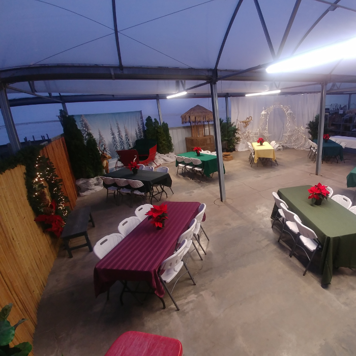 Christmas party tables and décor