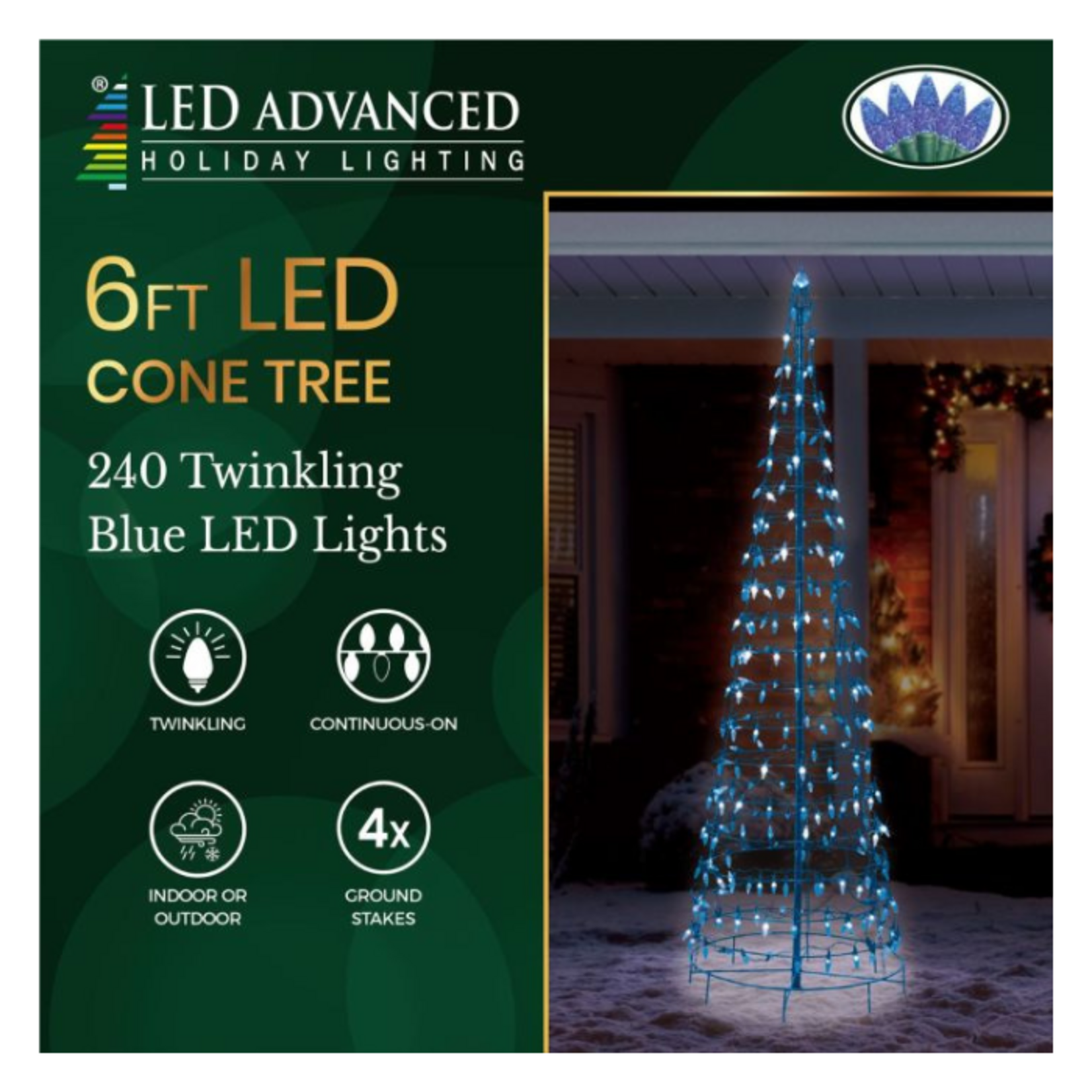 6' LED Cone Tree - 240 Blue LED