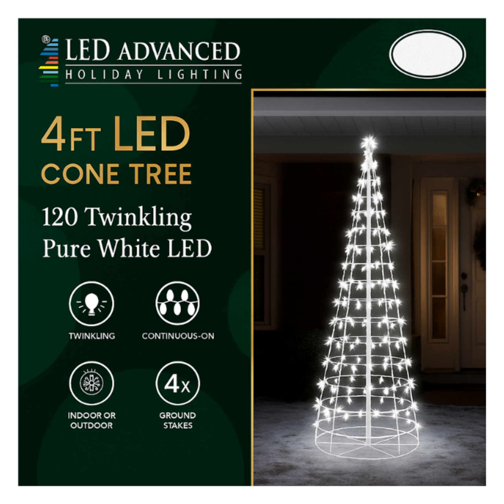 4' LED Cone Tree - 120 White LED