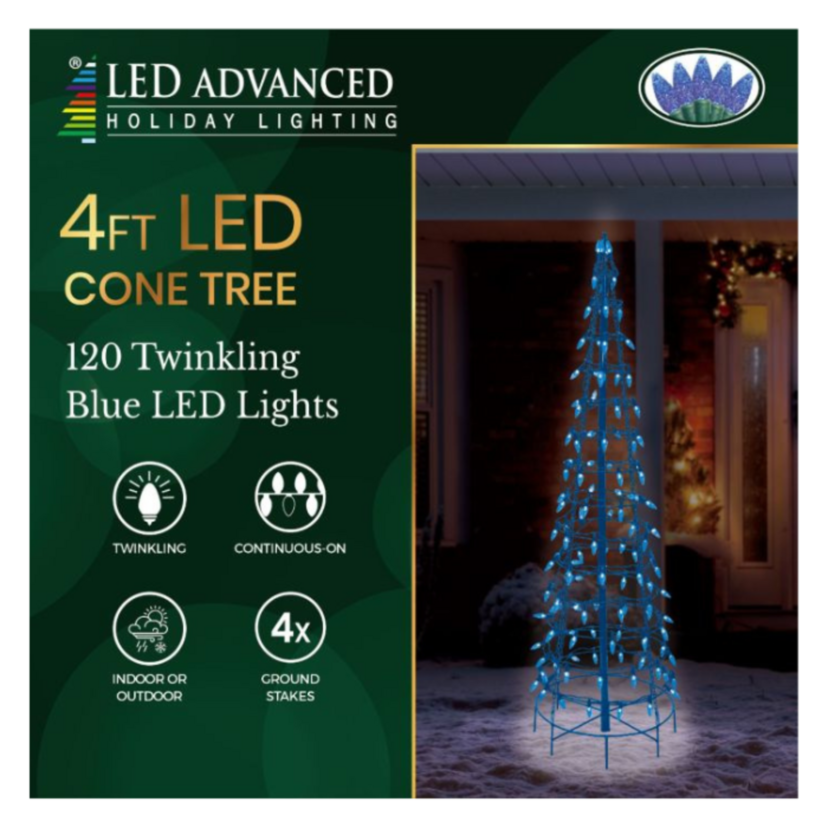 4' LED Cone Tree - 120 Blue LED