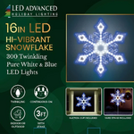 Hi-Vibrant Snowflake - 300 Blue & Pure White LED - 16"