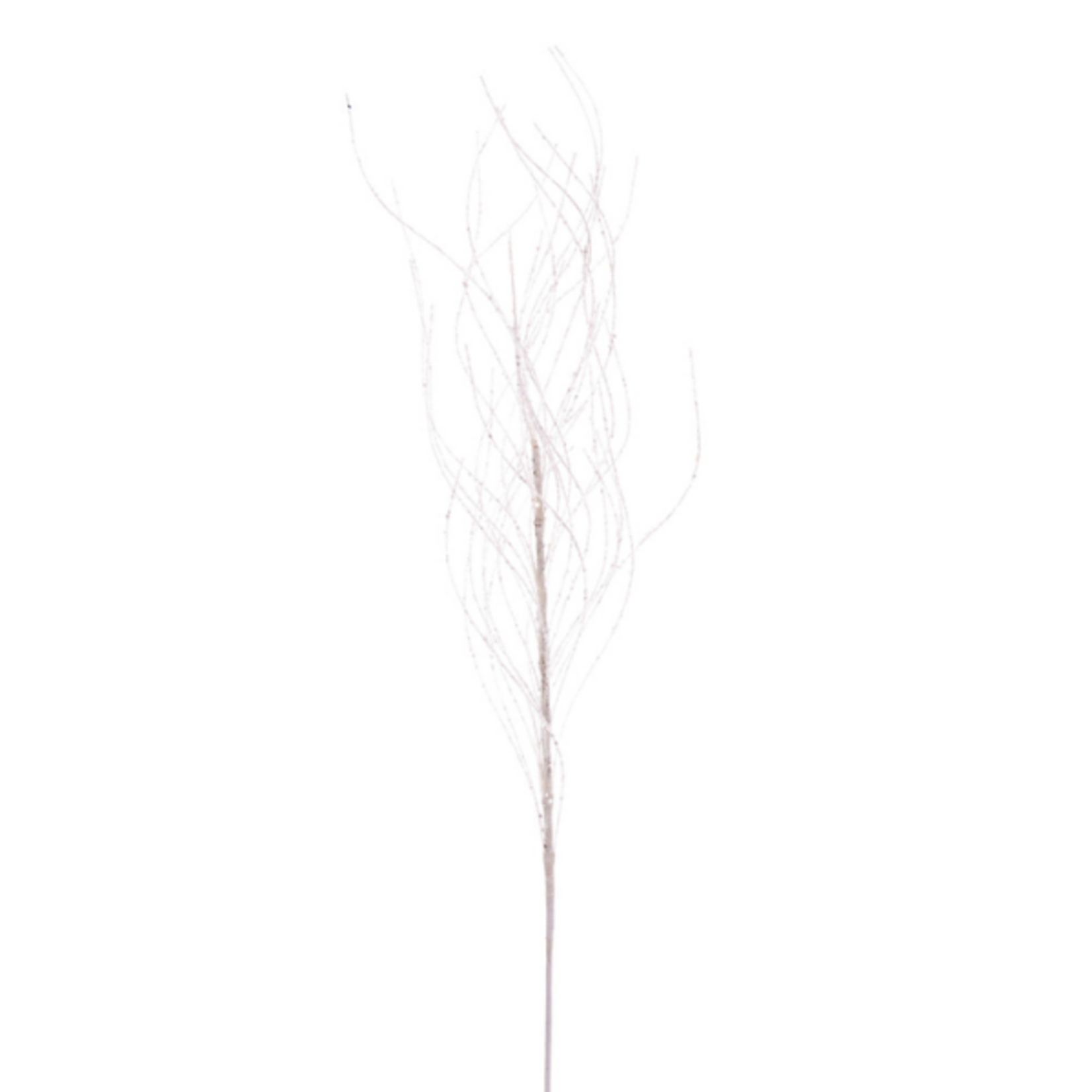 37" White Wavy Twig Glitter Spray