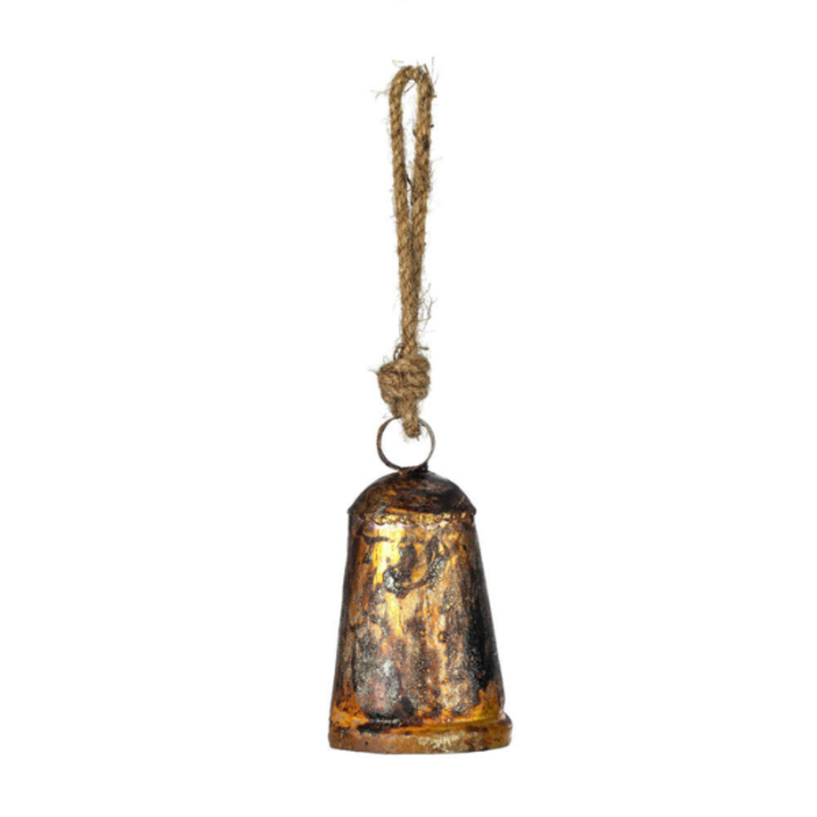 6" Antique Gold Country Bell Ornament on Jute Cord