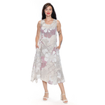 Sorella Printed Linen Dress w/ Ribbing & Pockets