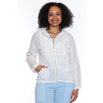 Sorella Linen Zip Up Hoodie w/ Drawstring Detail and Pockets