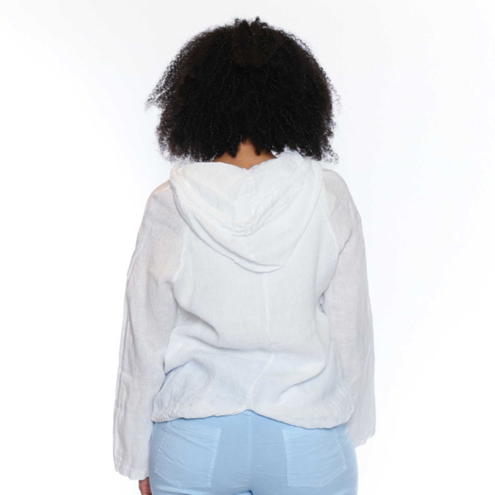 Sorella Sorella - Linen Zip Up Hoodie w/ Drawstring Detail and Pockets