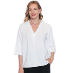 Sorella Gauze Cotton Collared Half Sleeve Top