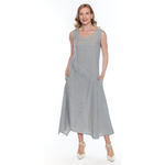 Sorella Linen Dress w/ Ribbing and Pleat Detail