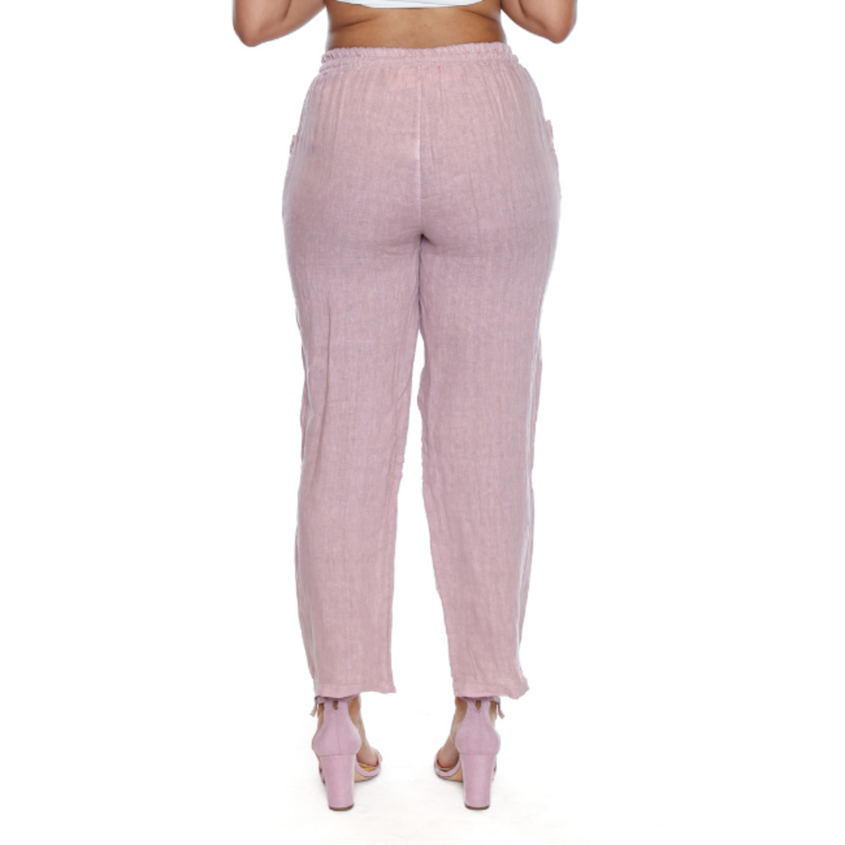 Sorella Sorella - Linen Pants w/ Drawstring and Elastic Waist