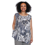 Sorella Linen Printed Tank w/ Button Detail