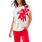 Tribal Floral Applique Cap Sleeve Top