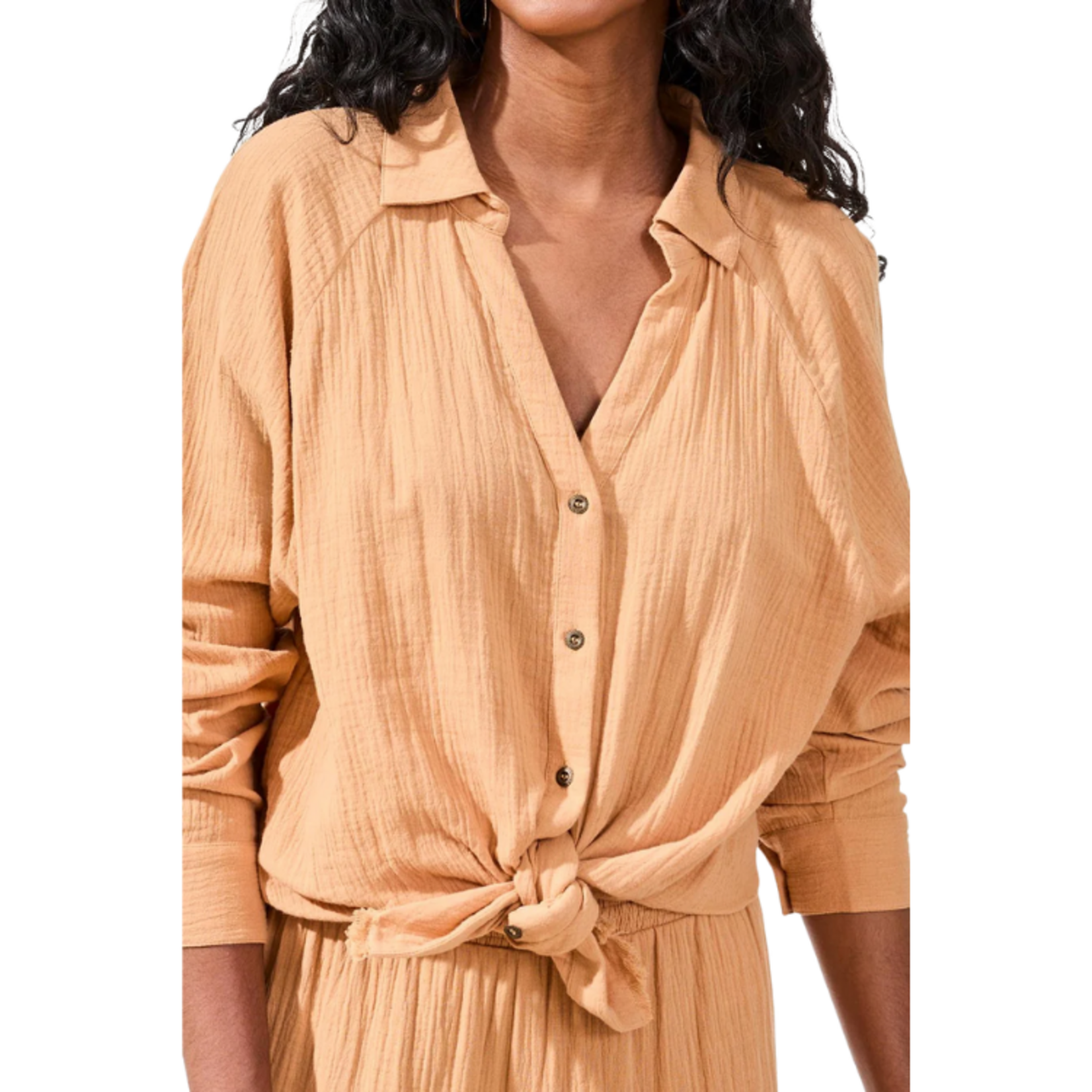 Tribal Tribal - Raglan Sleeve Shirt in Crinkled Gauze