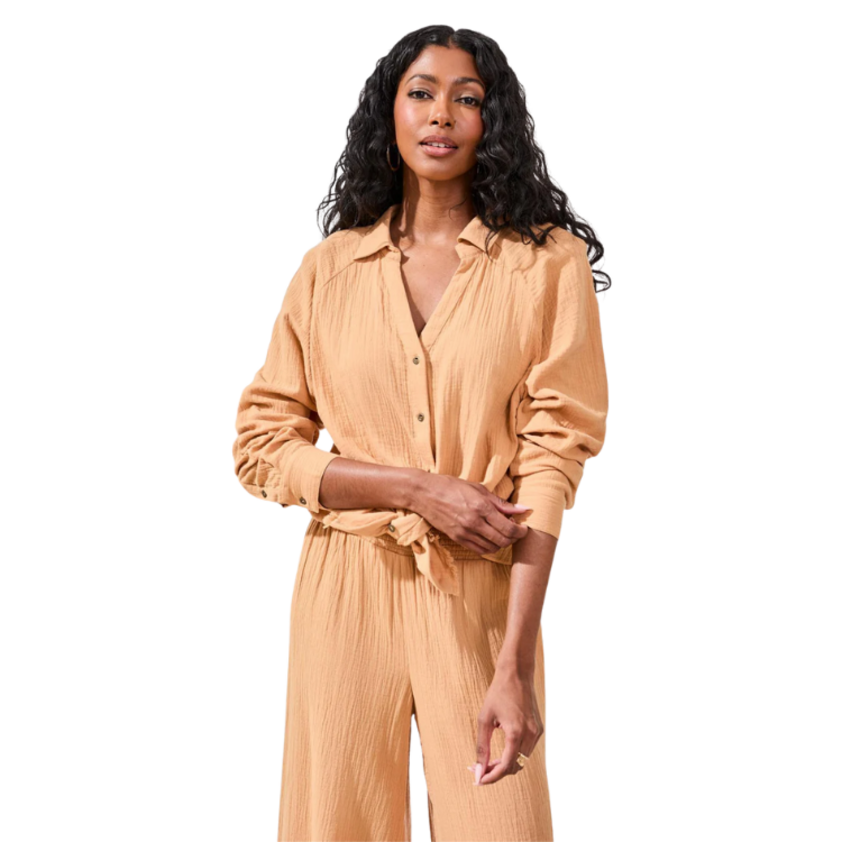 Tribal Tribal - Raglan Sleeve Shirt in Crinkled Gauze