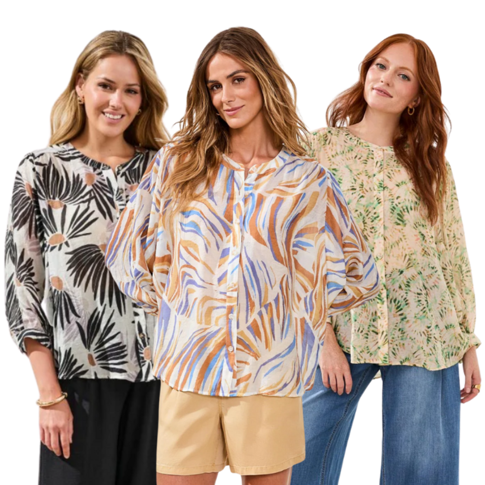 Tribal Tribal - Flowy Dolman Sleeve Blouse w/ Self-Covering Buttons