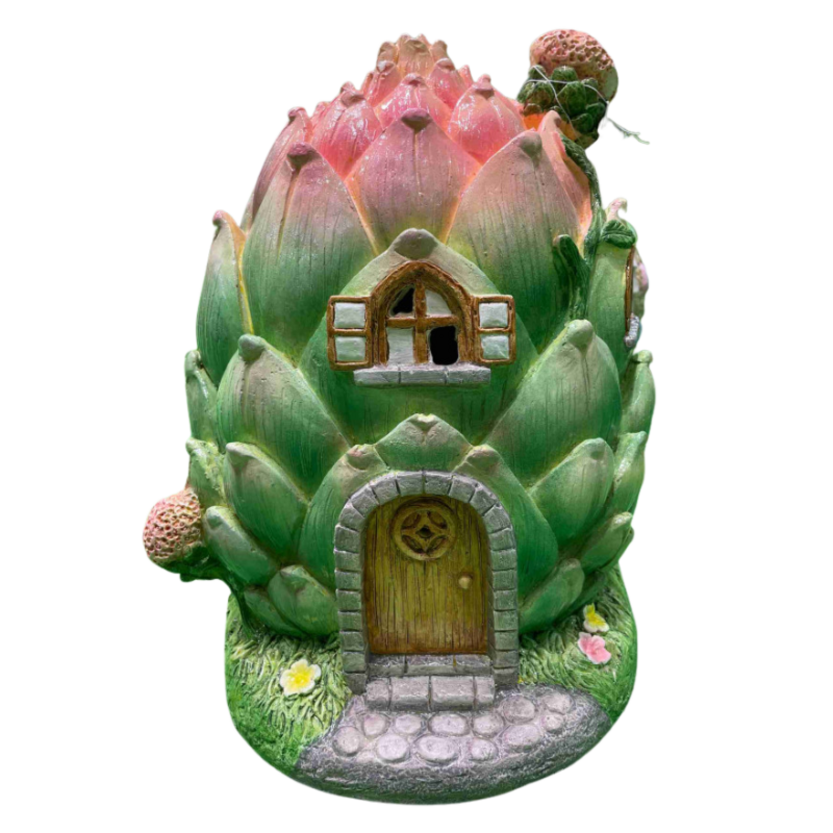 13.5" MgO Solar LED Fairy House - Artichoke