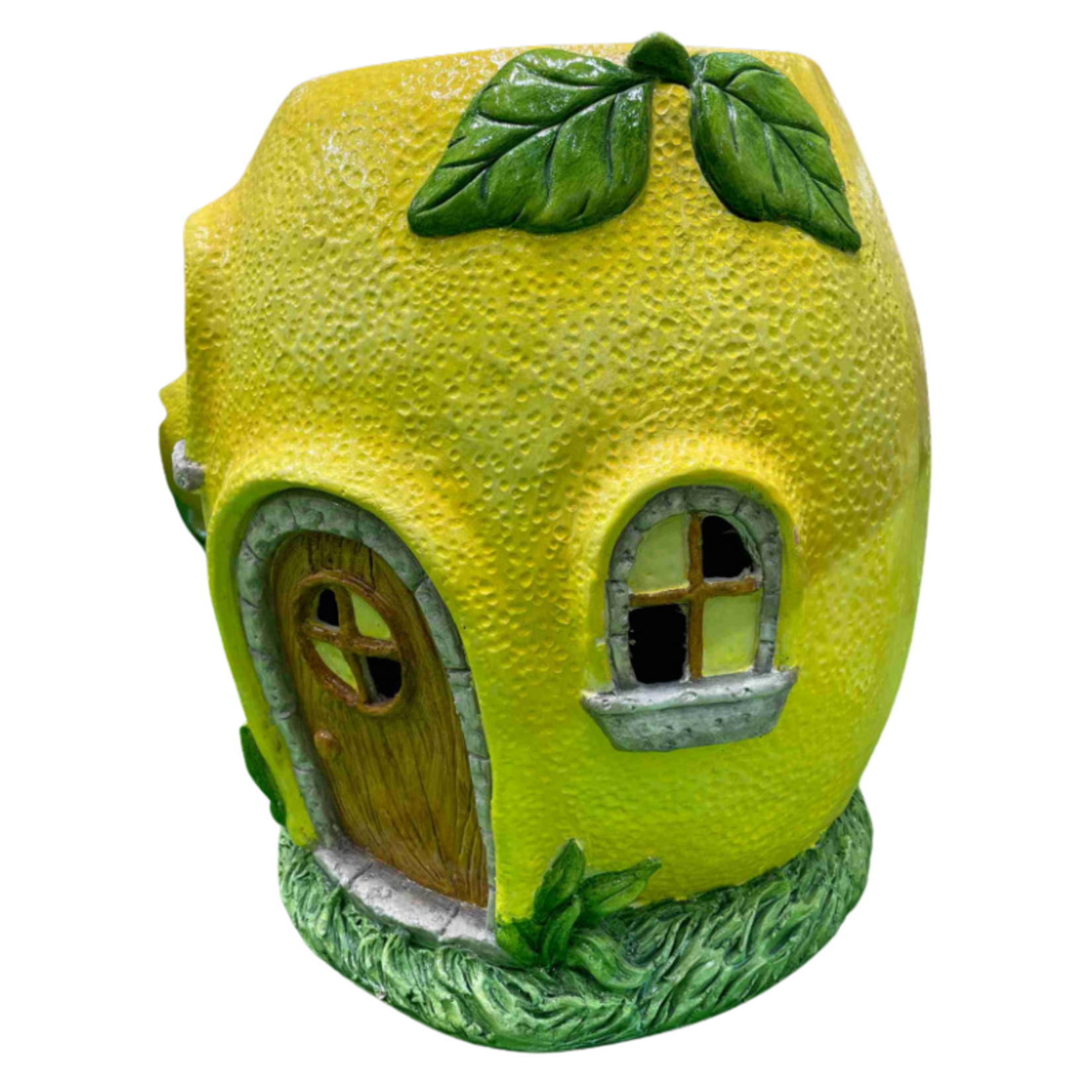 18" MgO Solar LED Fairy House - Lemon
