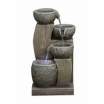 Polyresin Four Bowl Rustic Pour Fountain