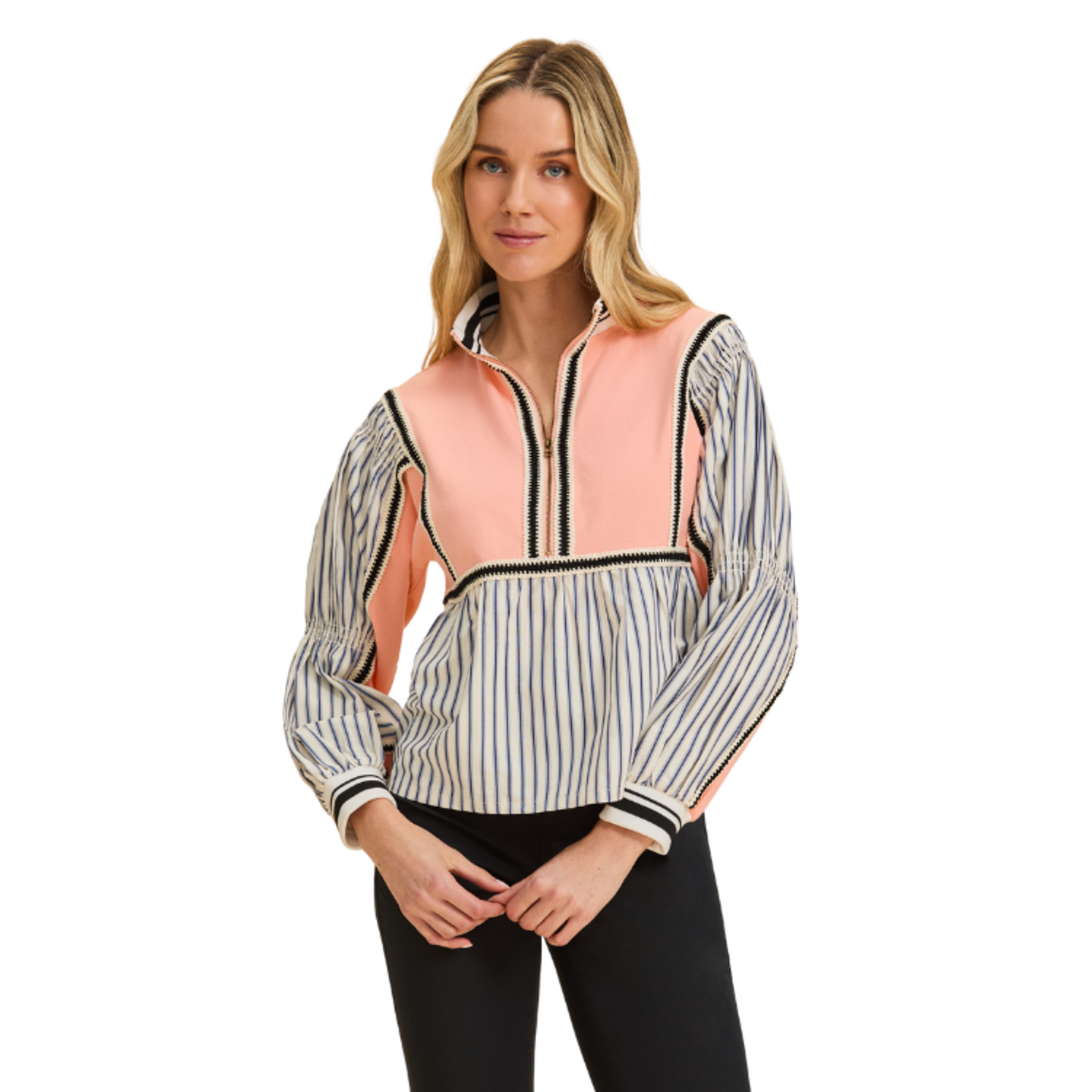 French Dressing French Dressing - Mixed Media Half Zip Top