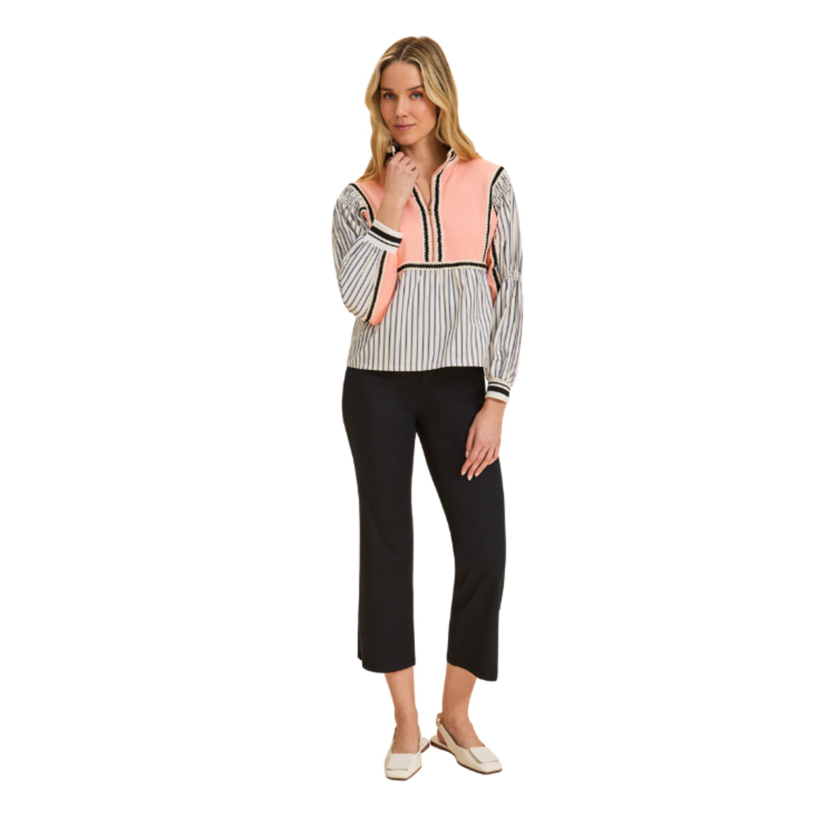 French Dressing Jeans French Dressing - Mixed Media Half Zip Top