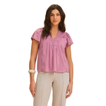 French Dressing Jeans Flutter Sleeves V-Neck Blouse