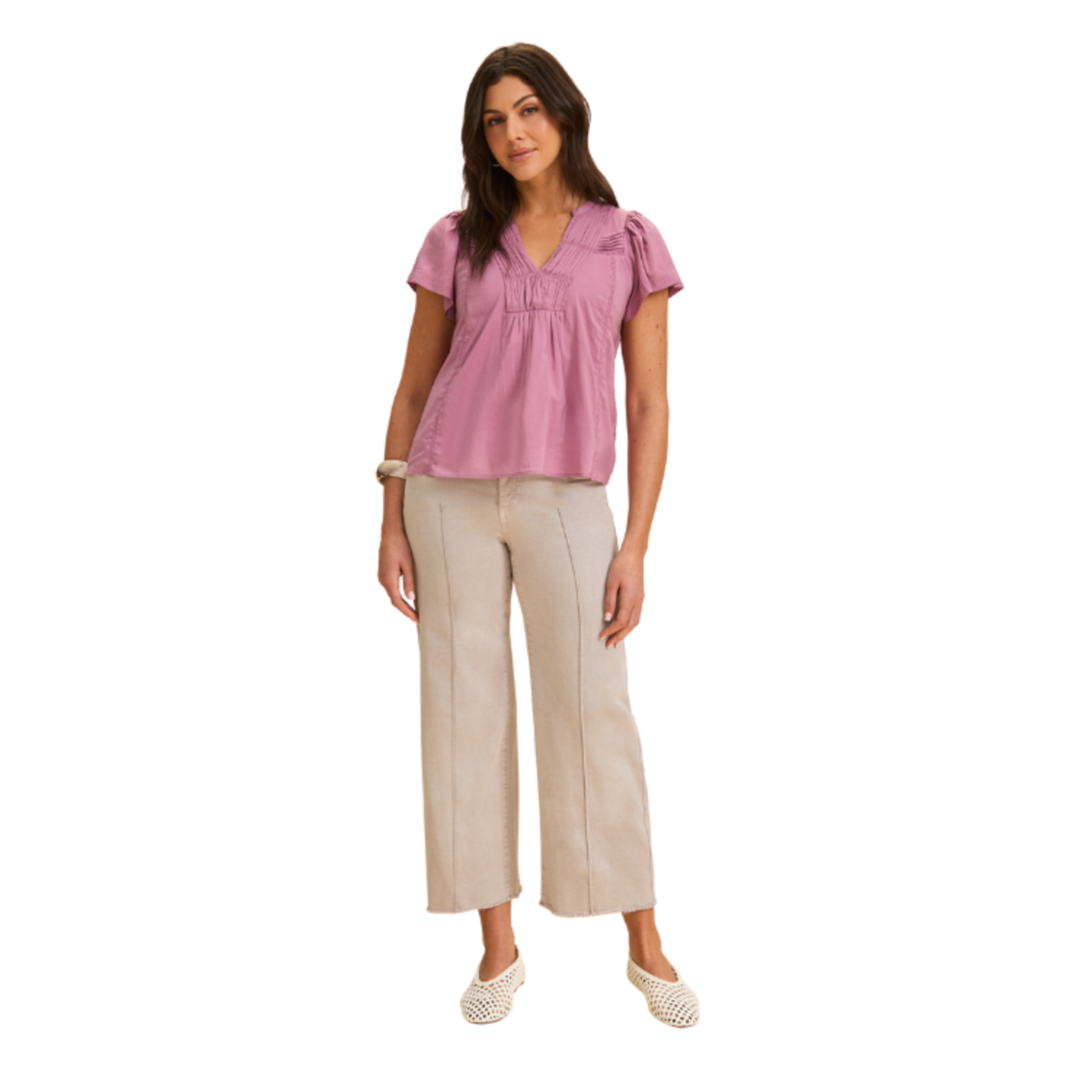 French Dressing French Dressing - Flutter Sleeves V-Neck Blouse