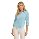 French Dressing Jeans Long Sleeve Split Neck Shirt