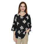 Papa Fashions Relaxed Floral Tie-Neck Blouse