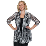 Papa Fashions Abstract Stripe Open-Front Cardigan