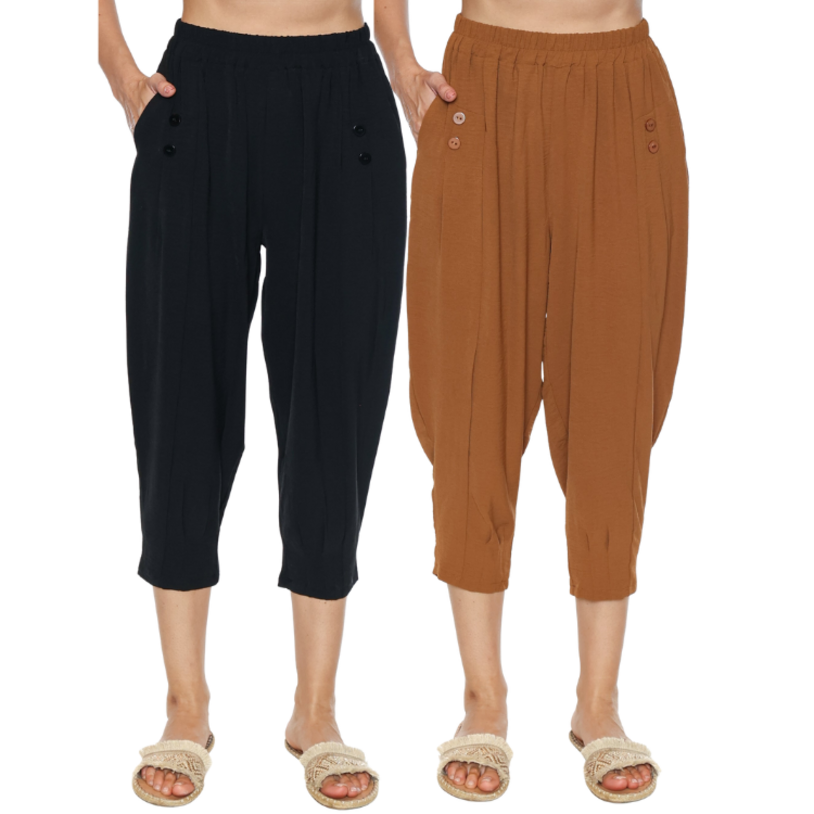 Papa Fashions Papa Fashions - Relaxed Tapered Pull-On Cropped Pants
