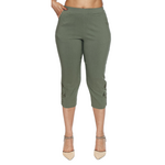 Papa Fashions Embroidered Hem Pull-On Cropped Pants