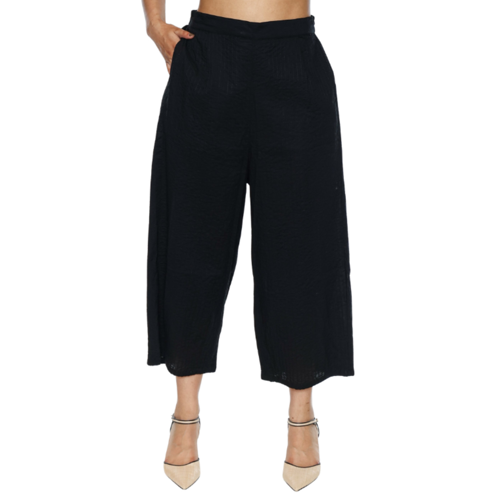 Papa Fashions Papa Fashions - Wide-Leg Pull-On Cropped Pants