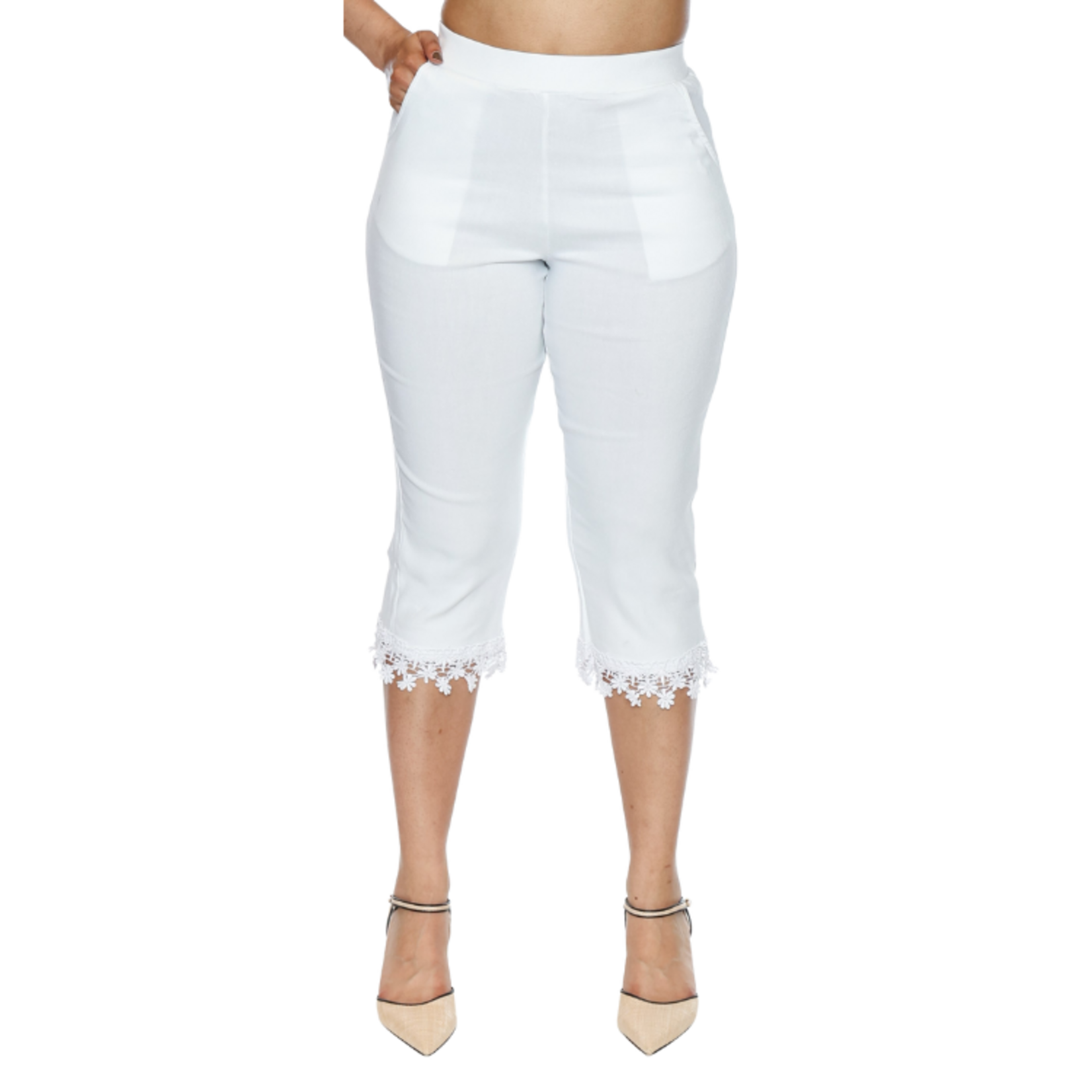 Papa Fashions Papa Fashions - Lace Trim Pull-On Capri Pants