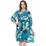 Papa Fashions Abstract Print Tie-Neck Swing Dress