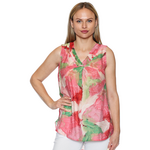 Papa Fashions Floral V-Neck Sleeveless Blouse